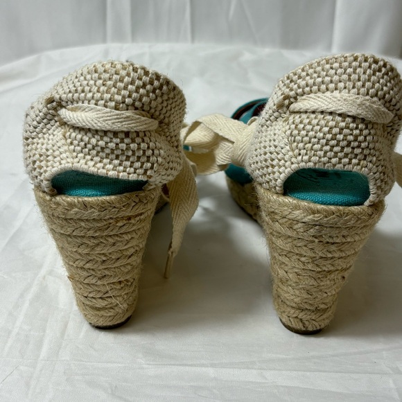 Pima 2 made in Spain blue and white ankle wrap espadrille sandals - Picture 8 of 10